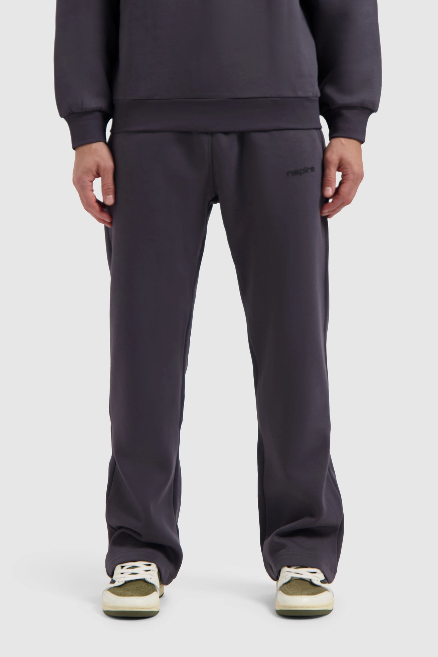 Fleece Track Suit Crewneck Set - Dark Grey