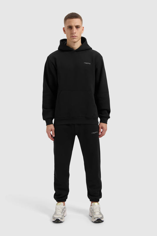 Fleece Track Suit Hoodie Set - Black