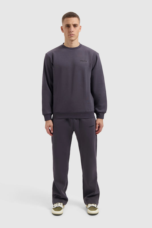 Fleece Track Suit Crewneck Set - Dark Grey