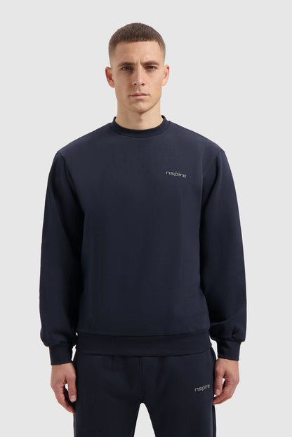 Fleece Track Suit Crewneck Set - Navy Blue